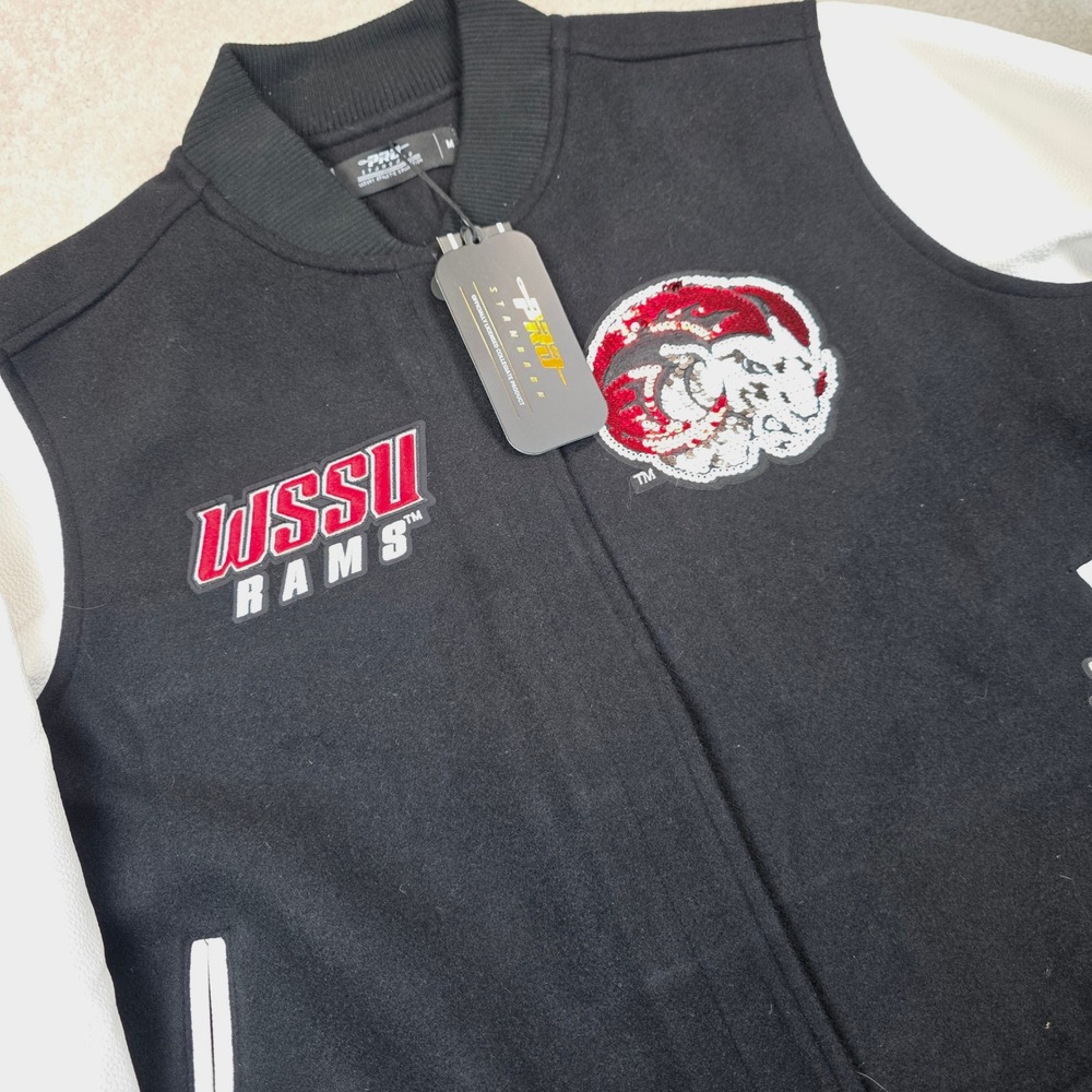 Pro Standard WSSU Varsity Jacket Medium Winston-Salem State Cropped Black White